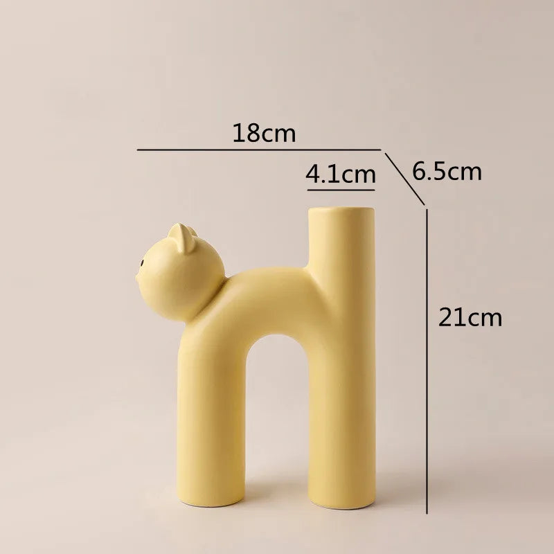 cathead ceramic tube vase, view 2 - MRSLM