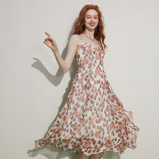 French floral V-neck midi dress - MRSLM