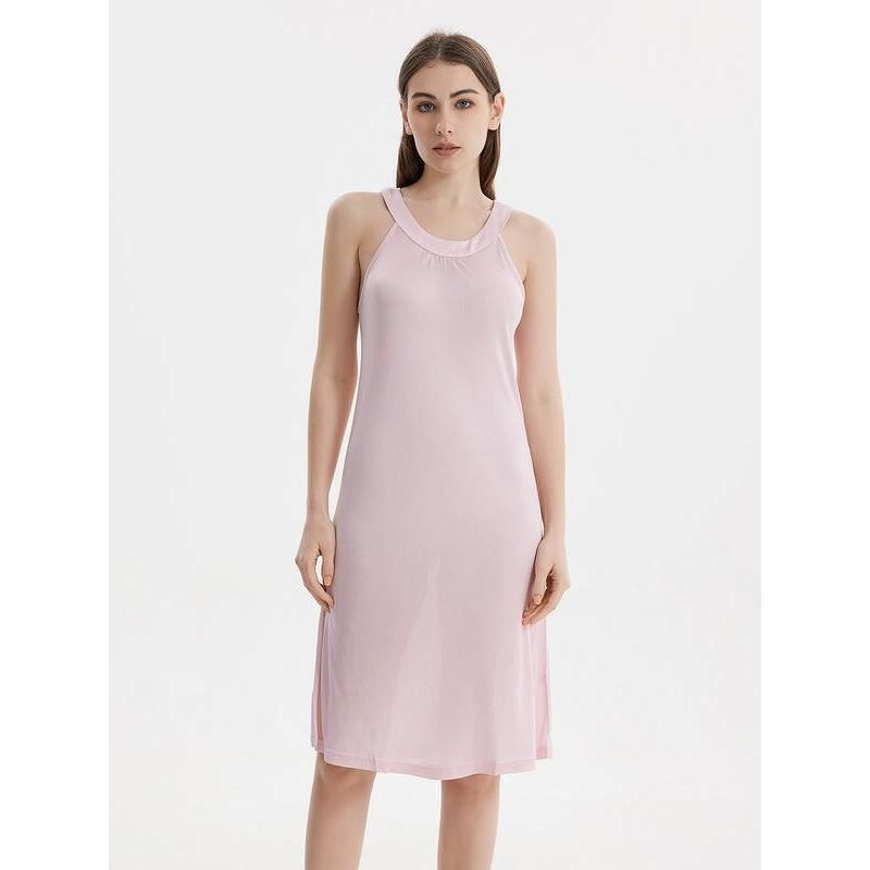silk blend halterneck midi dress, view 2 - MRSLM