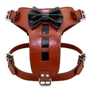 genuine leather dog harness with bowknot, view 2 - MRSLM