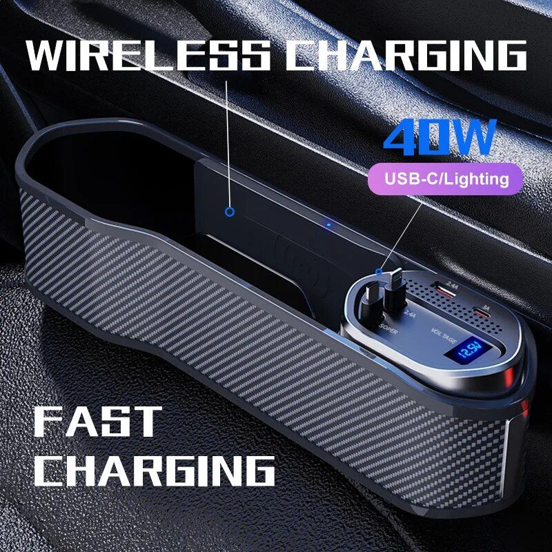 seat gap organizer with charging, view 4 - MRSLM