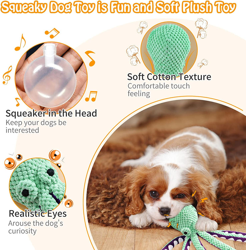 squeaky octopus dog toy, view 5 - MRSLM
