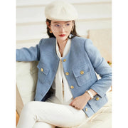 women's round neck long sleeve jacket, view 6 - MRSLM