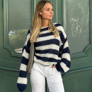 women's loose striped pullover sweater, view 5 - MRSLM