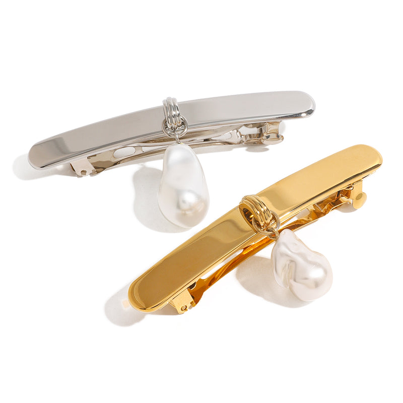 18k gold plated pearl hair clip, view 8 - MRSLM