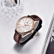 men's quartz watch with leather band, view 8 - MRSLM