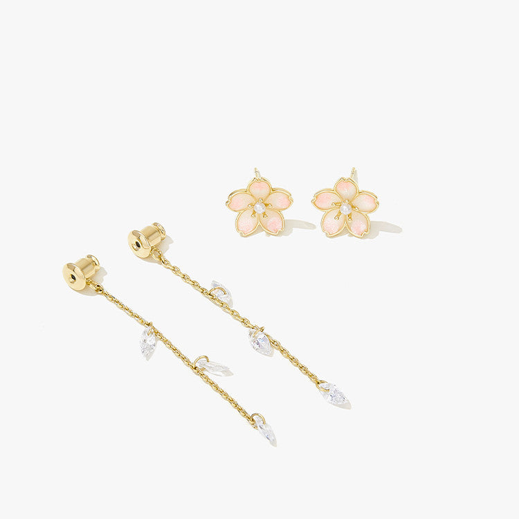 cherry blossom tassel earrings, view 4 - MRSLM