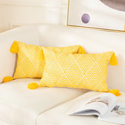 Yellow geometric embroidery cushion covers, view 2 - MRSLM