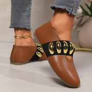 Metal buckle flat loafers, view 2 - MRSLM