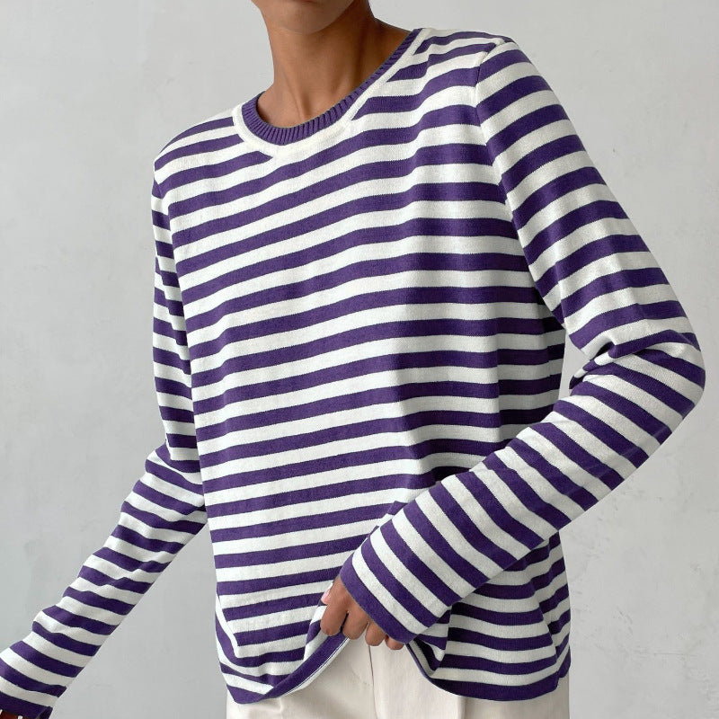 round neck knitted striped sweater - MRSLM