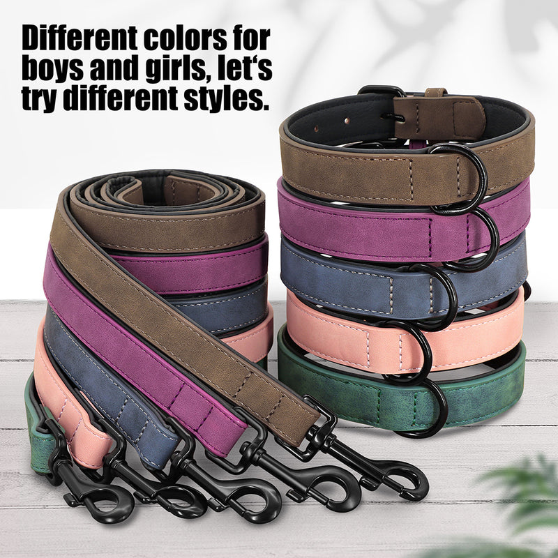 durable padded dog collar and leash set, view 7 - MRSLM