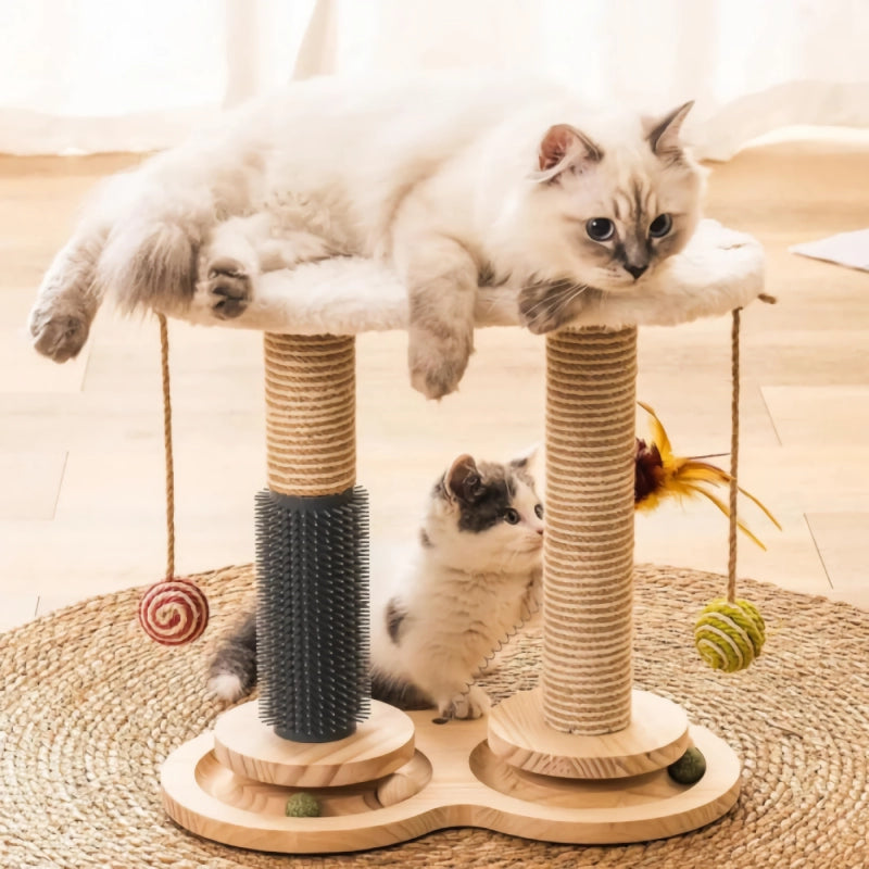 Sisal cat scratcher with self-groomer and perch - MRSLM