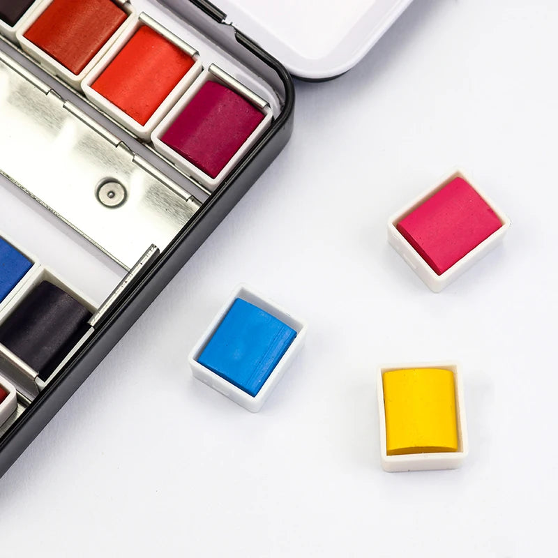 24/36 Color Portable Watercolor Paint Set with Brush Pen for Travel &amp; Art Supplies