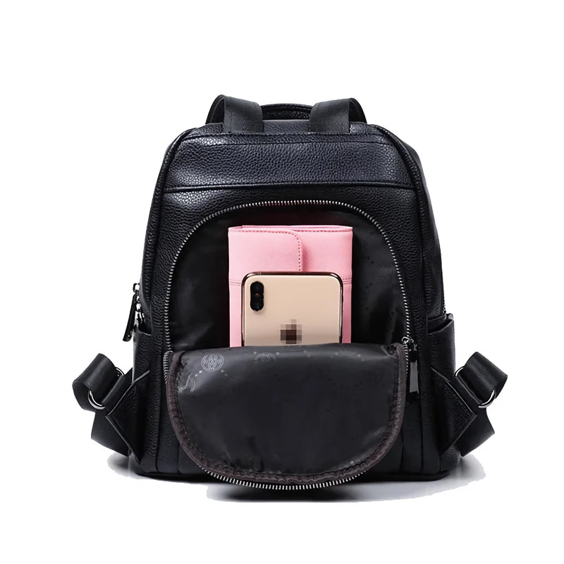 black cowhide leather backpack, view 8 - MRSLM