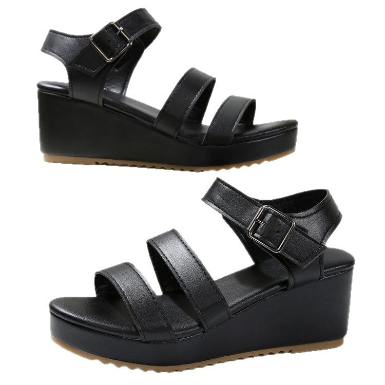 women's black wedge sandals, view 6 - MRSLM