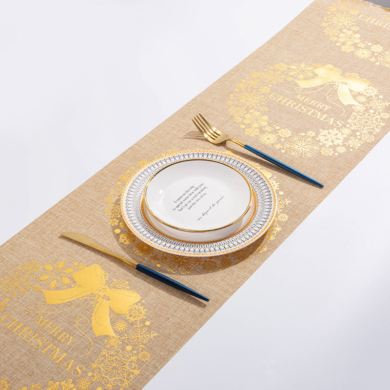 Christmas cotton-linen table runner, view 7 - MRSLM