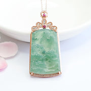 silver natural jade pendant necklace, view 4 - MRSLM