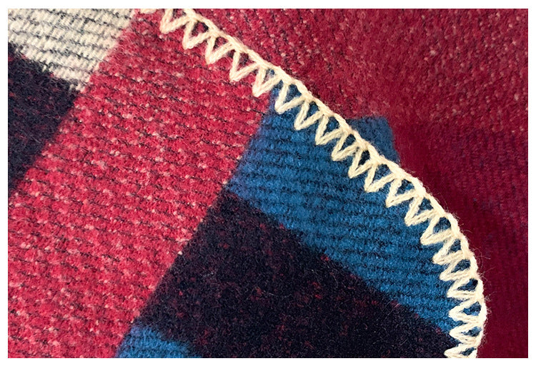 thick plaid shawl, view 5 - MRSLM