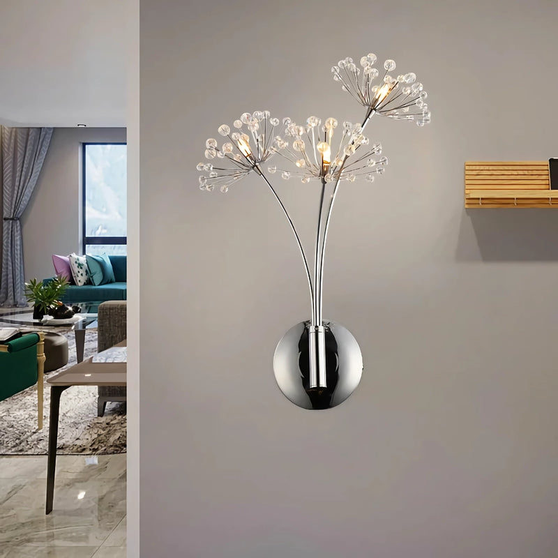 modern crystal dandelion flower wall lamp, view 6 - MRSLM