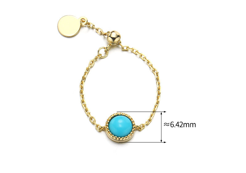 faux turquoise soft chain silver ring, view 2 - MRSLM