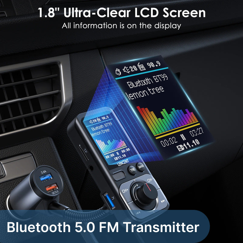 Bluetooth 5.0 FM transmitter with dual USB, view 3 - MRSLM