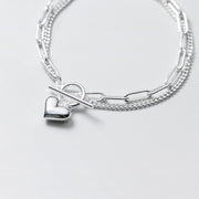 s925 silver double ring heart bracelet, view 4 - MRSLM
