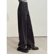 women's wide-leg cotton denim pants, view 2 - MRSLM