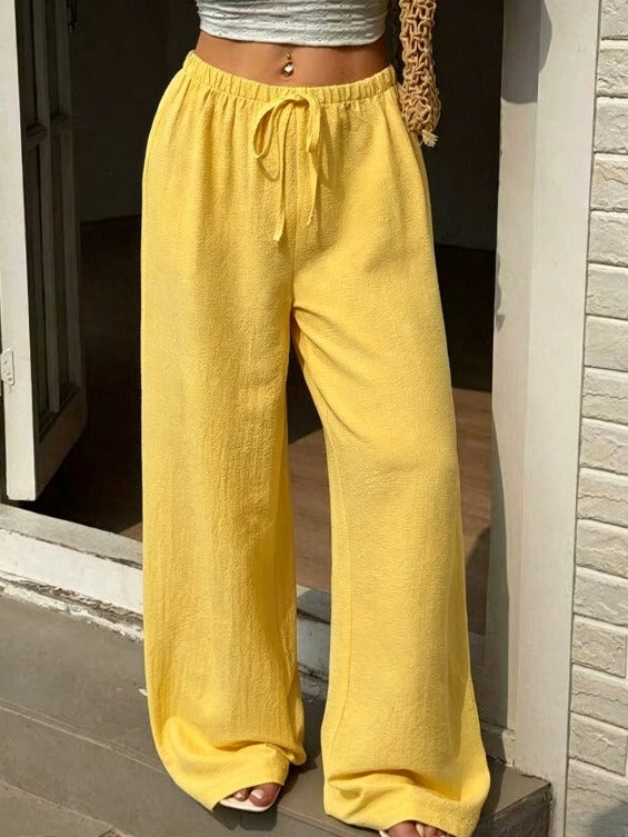 Women's plus size drawstring wide-leg pants - MRSLM