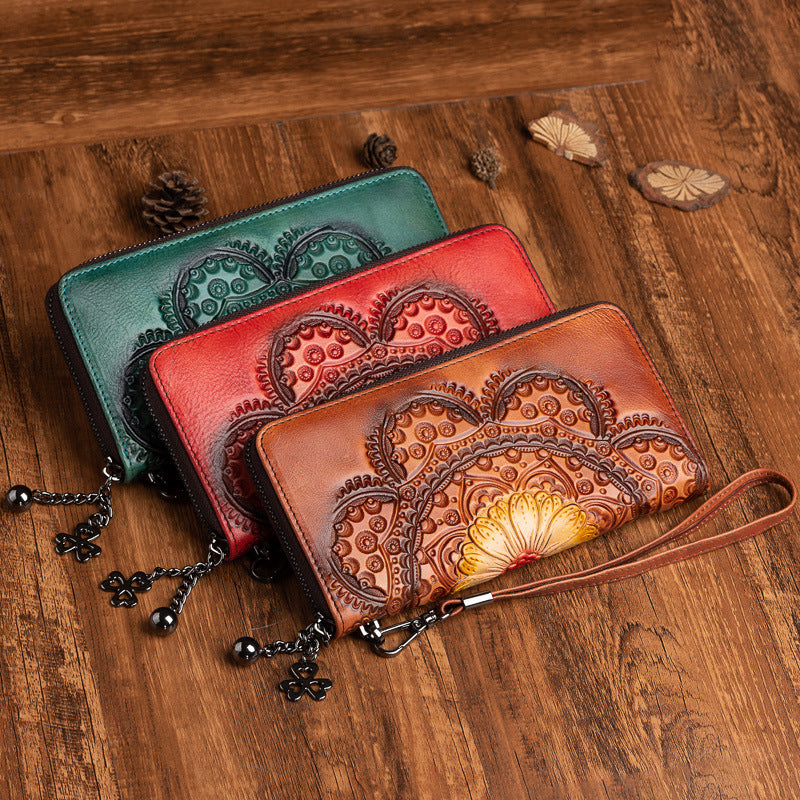 long cowhide leather women's wallet - MRSLM