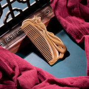 green sandalwood fox hair comb, view 2 - MRSLM