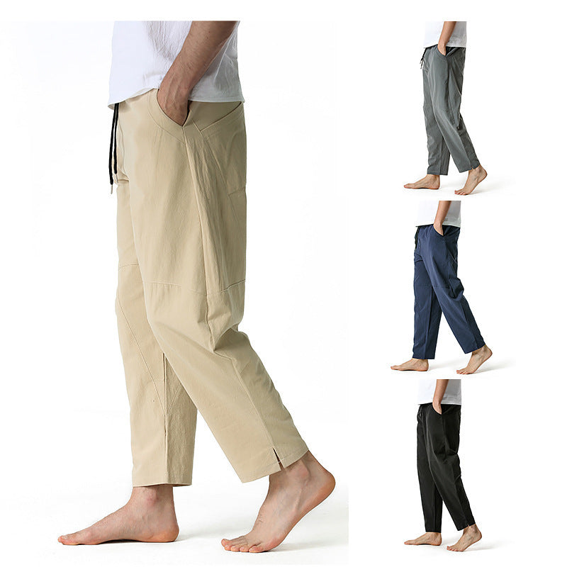 loose straight cotton blend trousers, view 5 - MRSLM