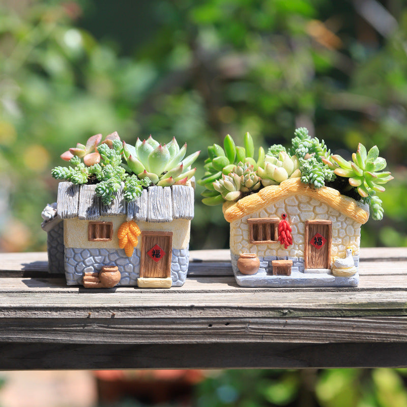 vintage farmhouse resin planter, view 4 - MRSLM