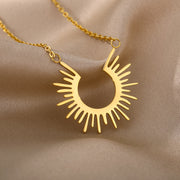 half circle sun pendant necklace, view 4 - MRSLM