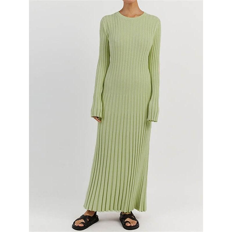 elegant pleated knit dress, view 19 - MRSLM