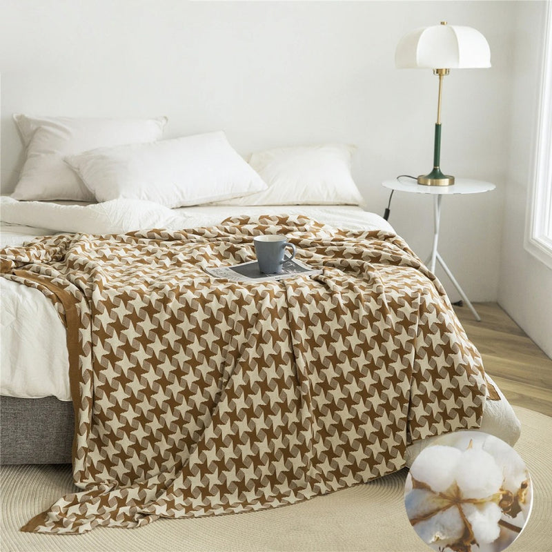 3d illusion plaid cotton bedspread, view 6 - MRSLM