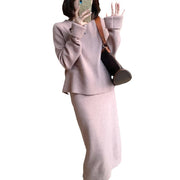 Pink knitted two-piece dress set, view 6 - MRSLM