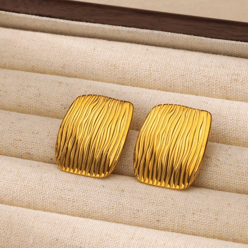 geometric square stud earrings, view 6 - MRSLM