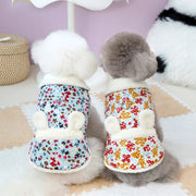 floral plush dog parka with cute ears, view 5 - MRSLM