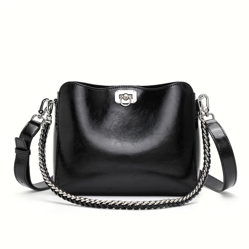 Cowhide square chain shoulder bag, view 2 - MRSLM