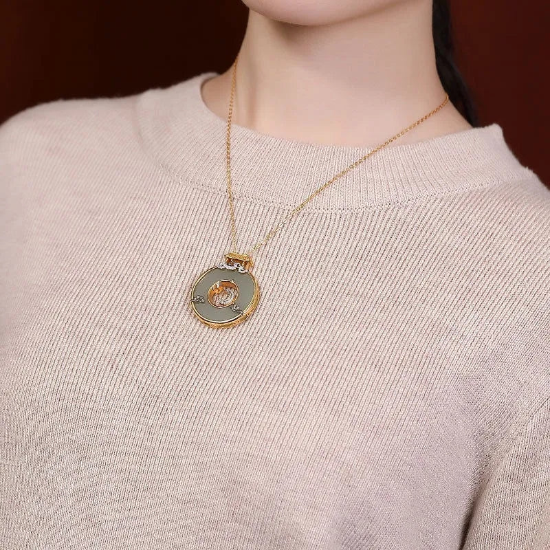 Vintage safety buckle pendant necklace, view 3 - MRSLM
