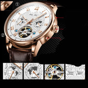 men's hollow automatic leather watch, view 5 - MRSLM