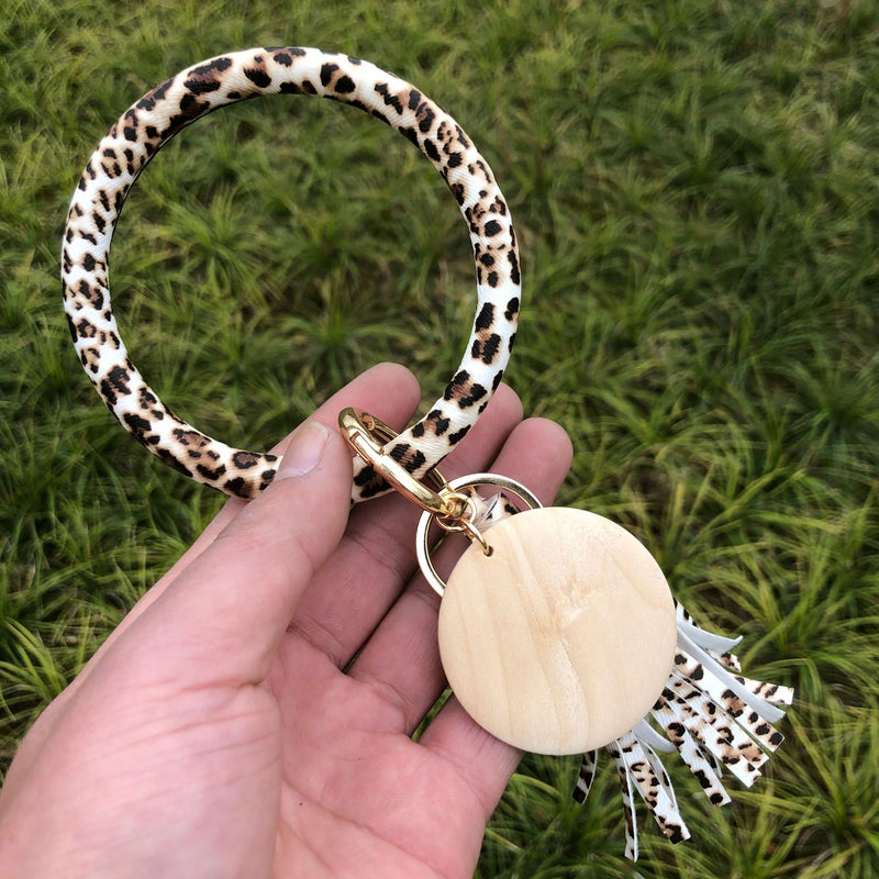 leather tiger zebra fringe bracelet, view 8 - MRSLM