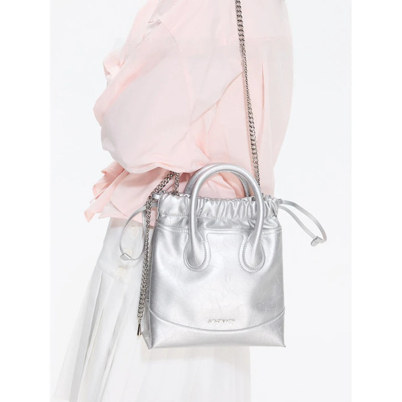 silver crossbody evening bag, view 7 - MRSLM