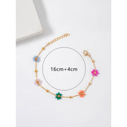 colorful flower beaded steel bracelet, view 6 - MRSLM