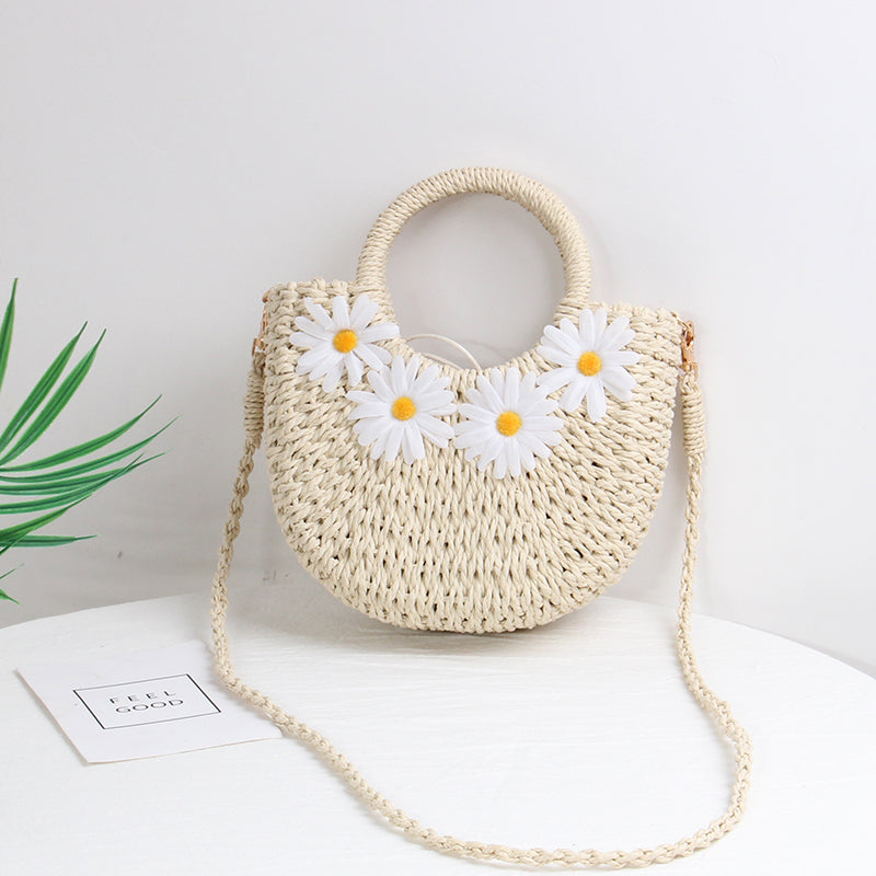 little daisy handwoven beach bag, view 3 - MRSLM