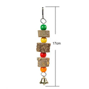 natural wood bird swing with bell, view 2 - MRSLM
