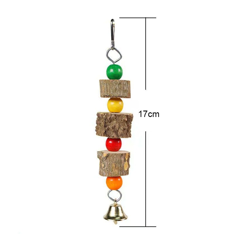 natural wood bird swing with bell, view 2 - MRSLM