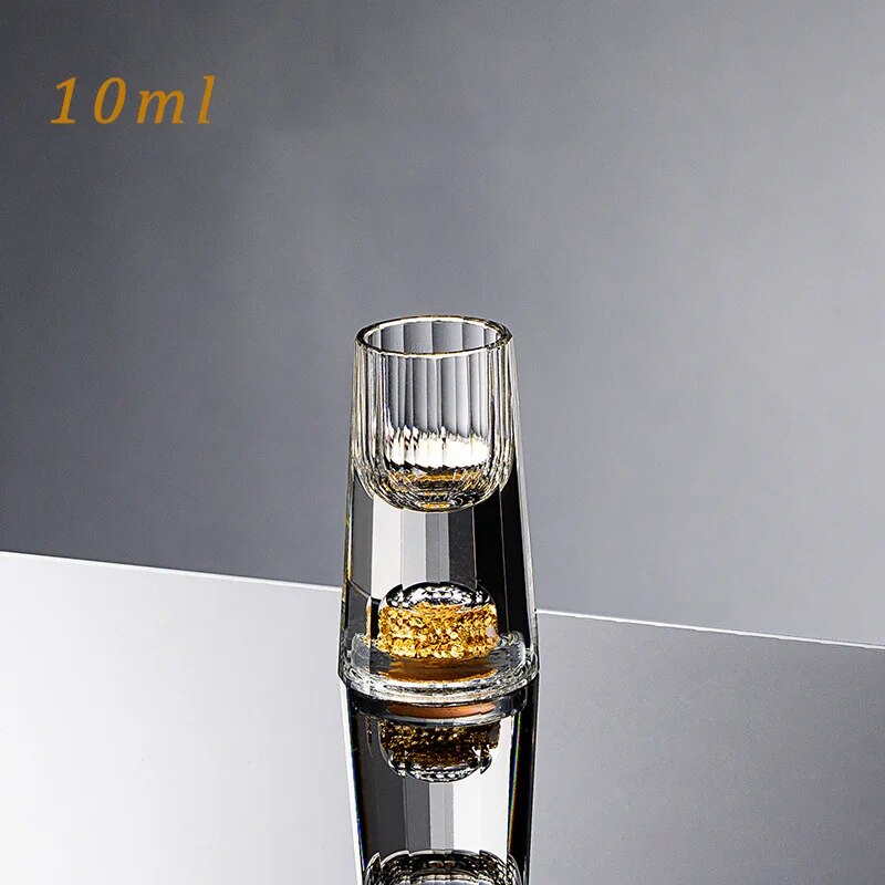 Luxury Crystal Glass Double Bottom Gold Foil Tea Cup
