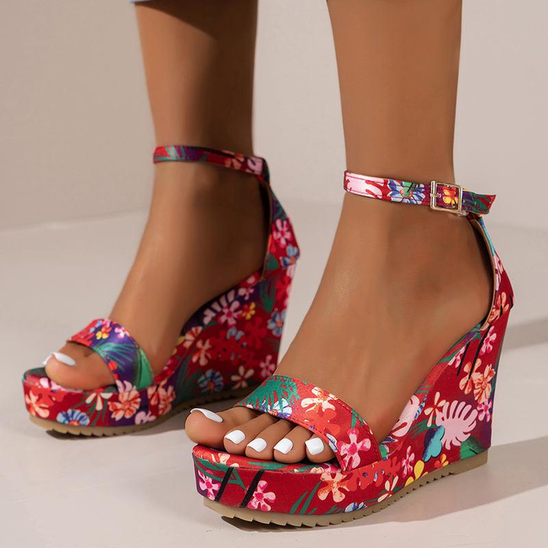 bohemian print wedge sandals - MRSLM