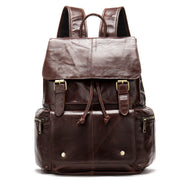 crazy horse leather flap backpack, view 5 - MRSLM